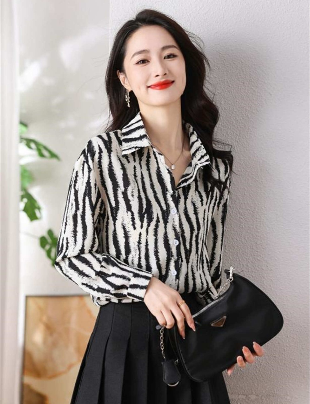 Western style show young tops spring zebra shirt