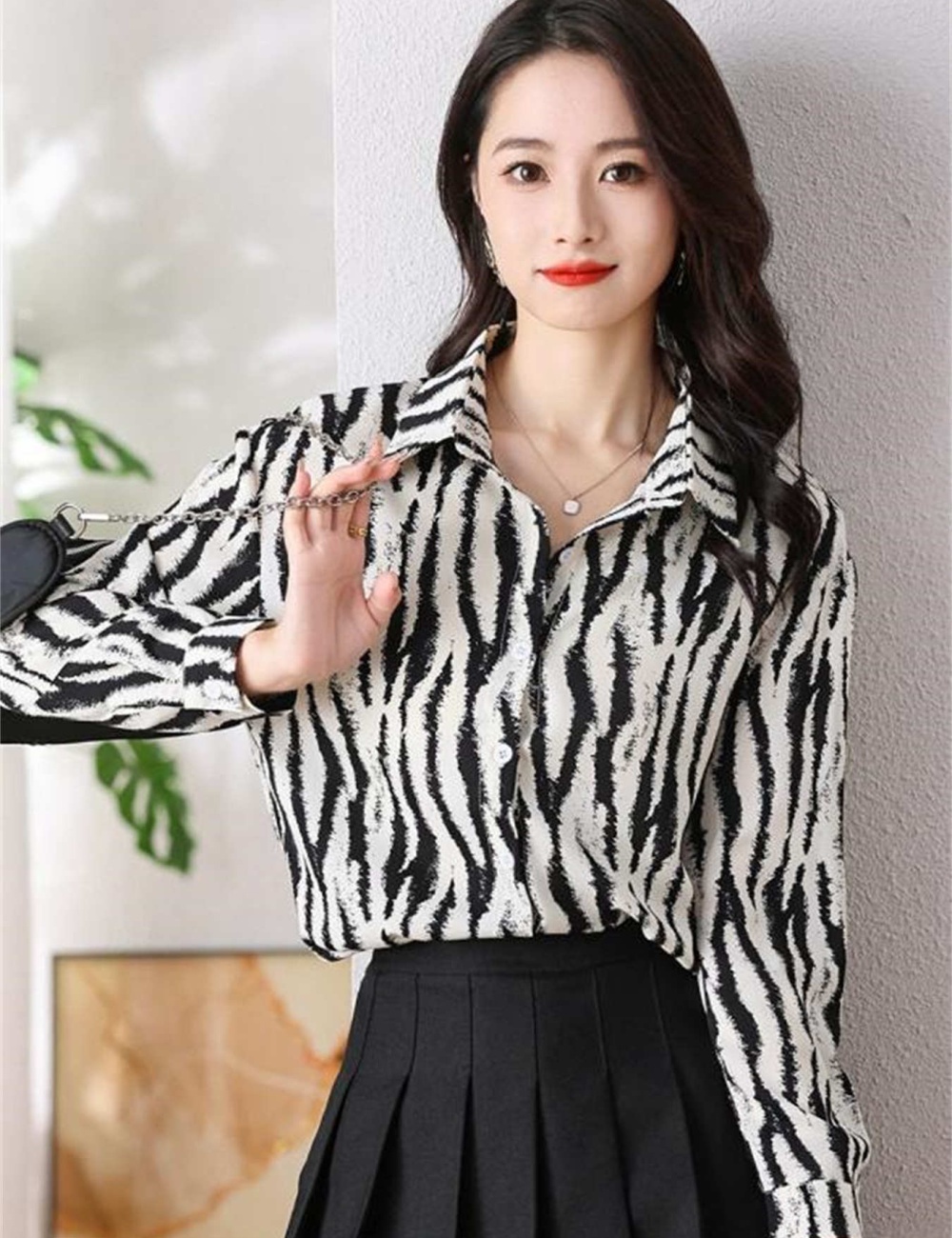 Western style show young tops spring zebra shirt