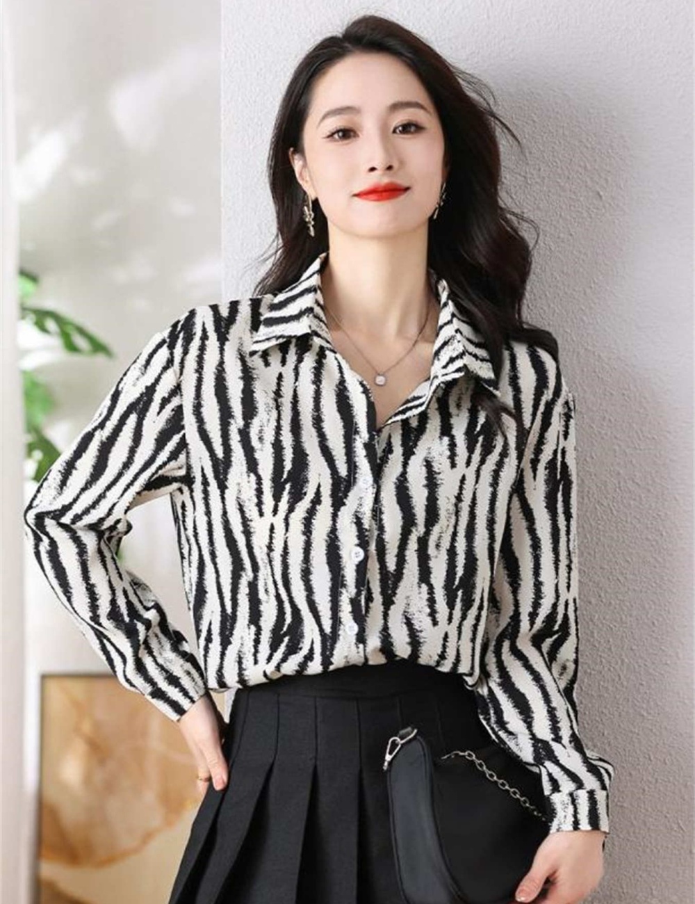 Western style show young tops spring zebra shirt