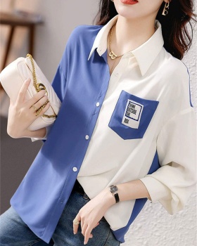 Mixed colors tops temperament shirt for women