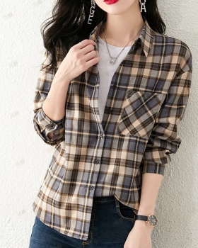 Plaid fashion small shirt Western style tops for women