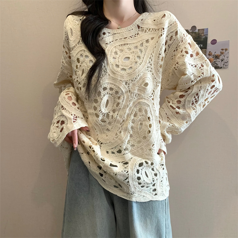 Retro breathable hollow sweater crochet unique tops