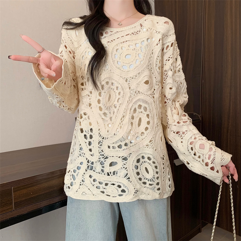 Retro breathable hollow sweater crochet unique tops