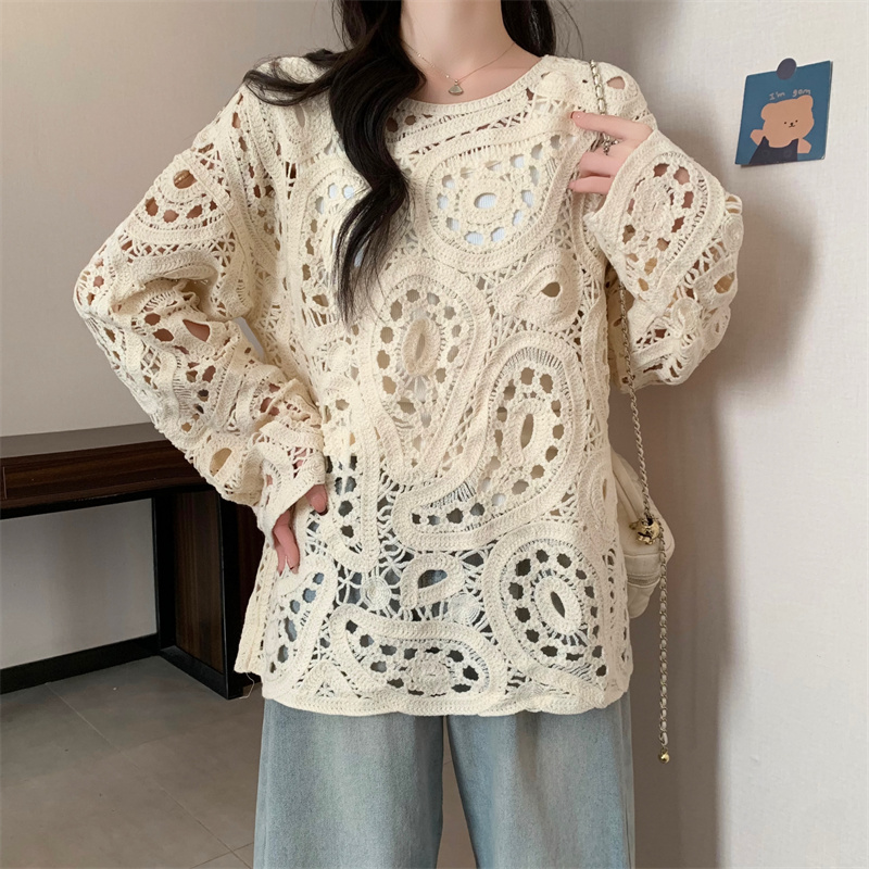 Retro breathable hollow sweater crochet unique tops