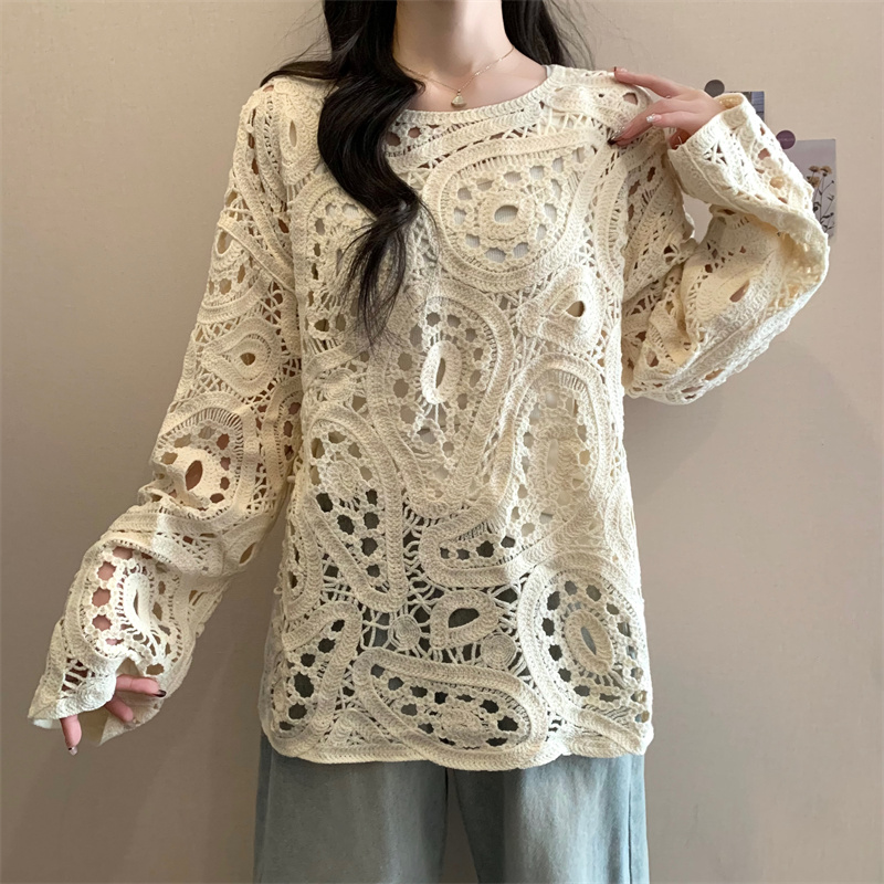 Retro breathable hollow sweater crochet unique tops