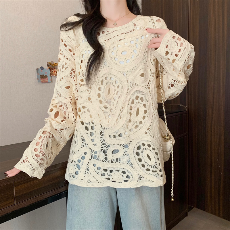 Retro breathable hollow sweater crochet unique tops