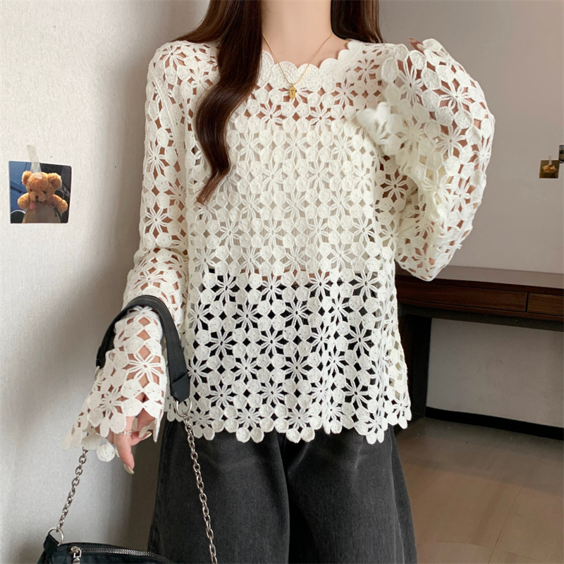 Loose hollow sweater slim spring tops for women