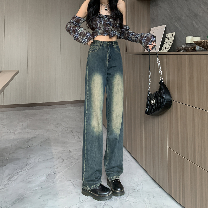 Slim wide leg jeans spring American style pants for women