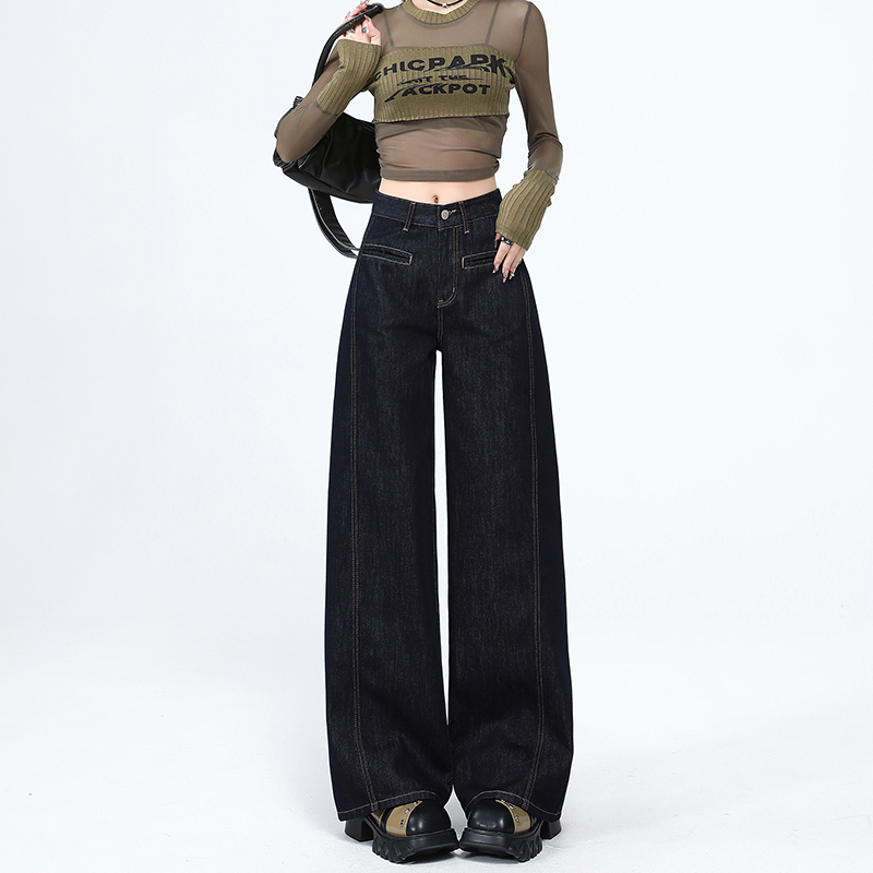 Spring drape long pants straight jeans for women