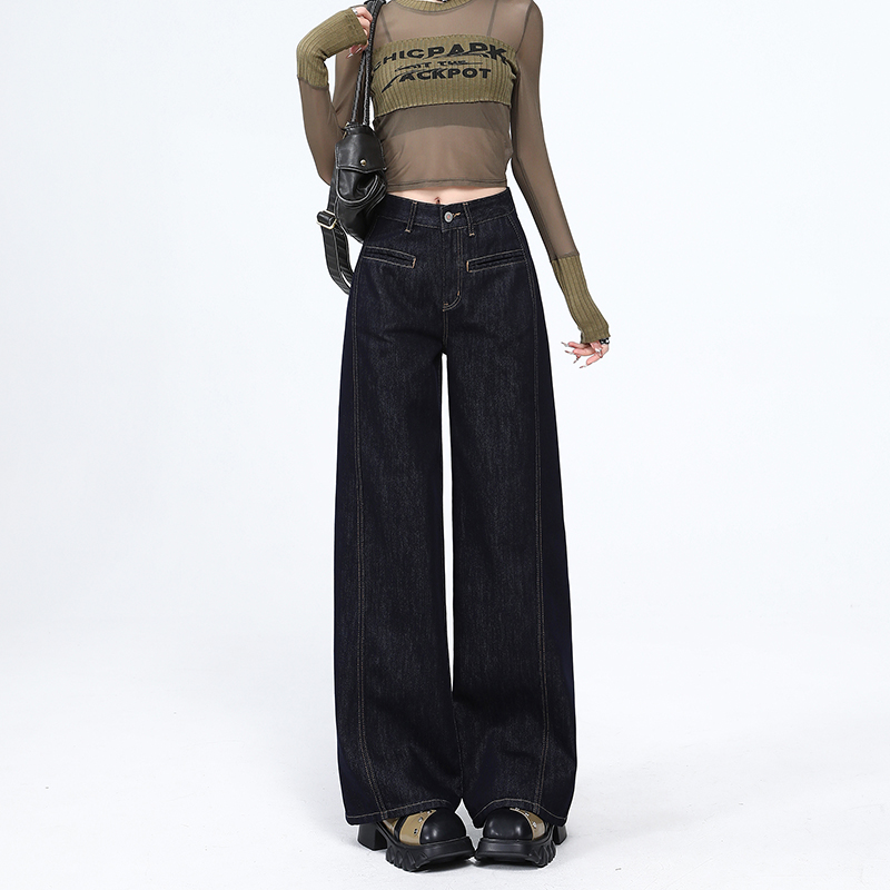 Spring drape long pants straight jeans for women