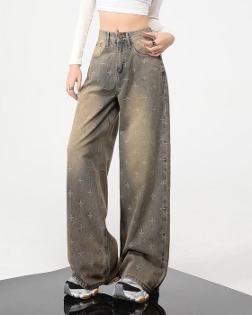 Mopping retro long pants spring wide leg pants for women