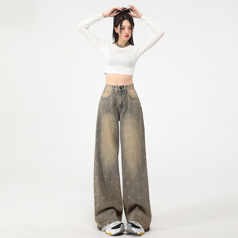 Mopping retro long pants spring wide leg pants for women