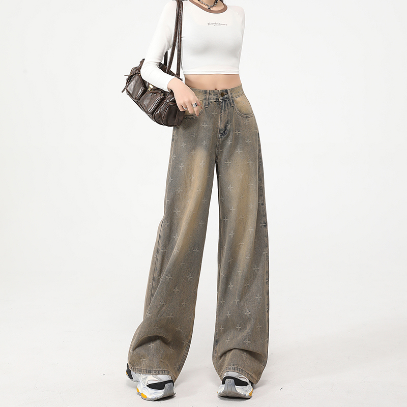 Mopping retro long pants spring wide leg pants for women