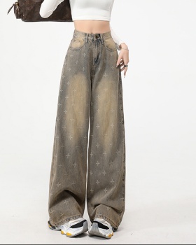 Straight spring jeans wide leg pants for women