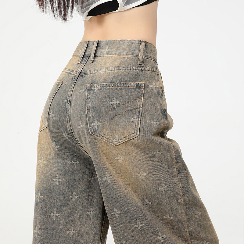 Straight spring jeans wide leg pants for women