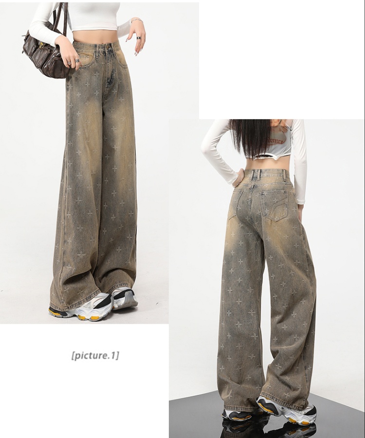 Straight spring jeans wide leg pants for women