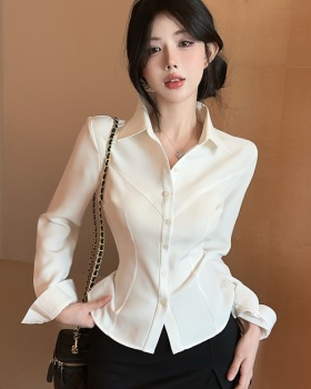 Overalls enticement uniform slim white shirt for women