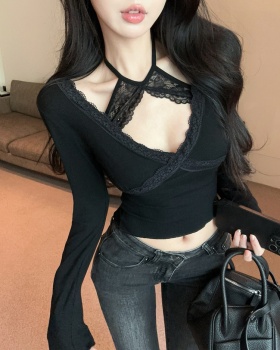 Lace long sleeve tops bottoming T-shirt for women