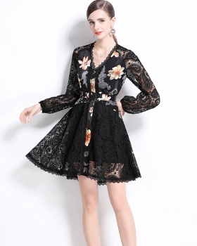 Sexy lace fashion slim long sleeve dress for women