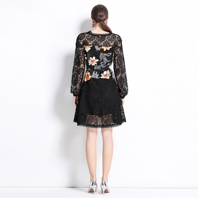 Sexy lace fashion slim long sleeve dress for women