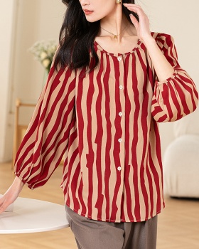 Simple round neck shirt loose chiffon shirt for women