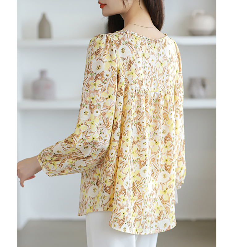 Korean style long sleeve shirt loose chiffon shirt for women