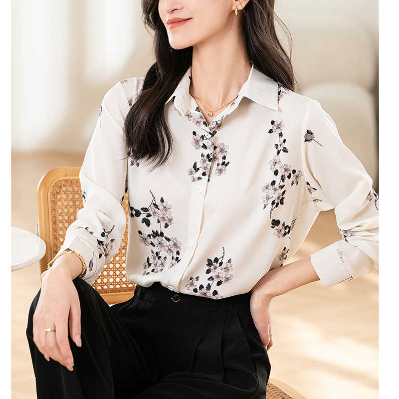 Niche printing shirt long sleeve tops for women