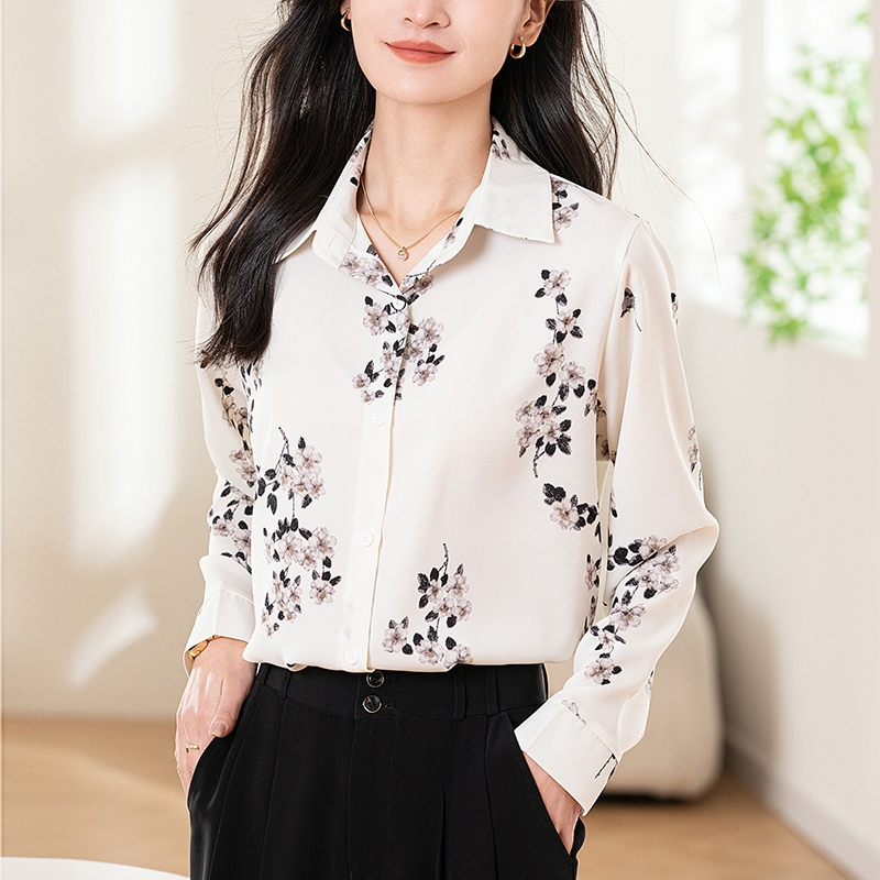 Niche printing shirt long sleeve tops for women