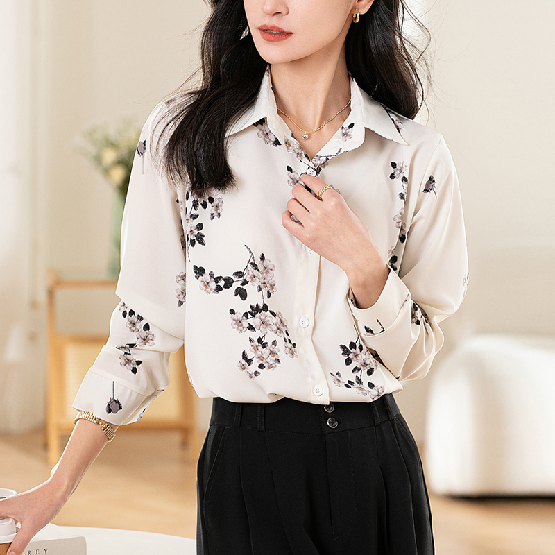 Niche printing shirt long sleeve tops for women