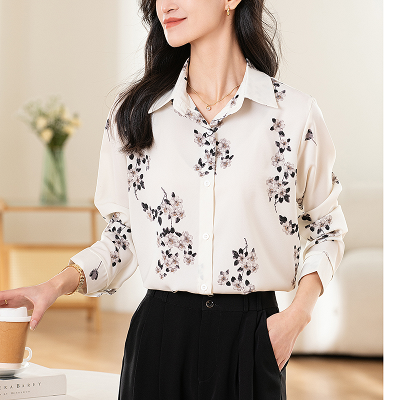 Niche printing shirt long sleeve tops for women