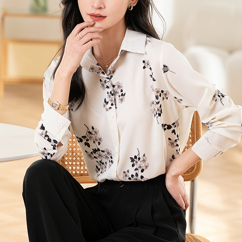 Niche printing shirt long sleeve tops for women