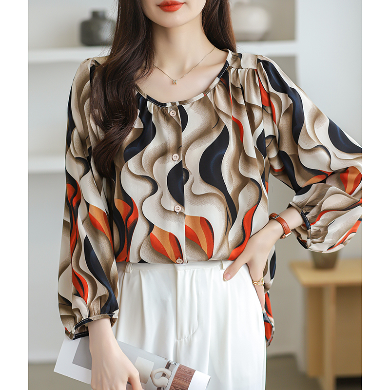 Korean style shirt printing chiffon shirt for women