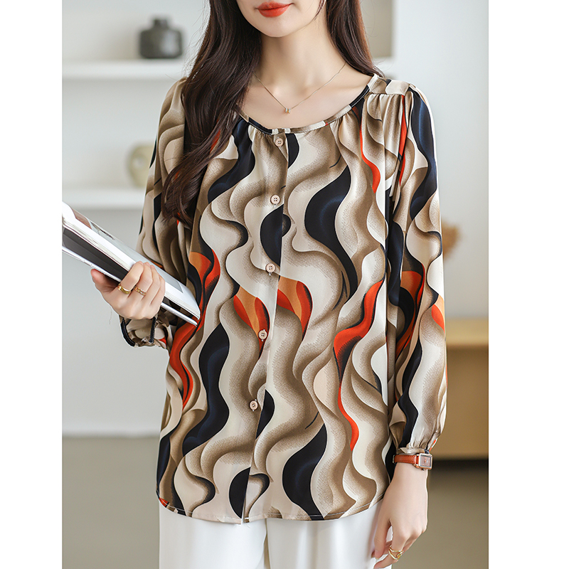 Korean style shirt printing chiffon shirt for women