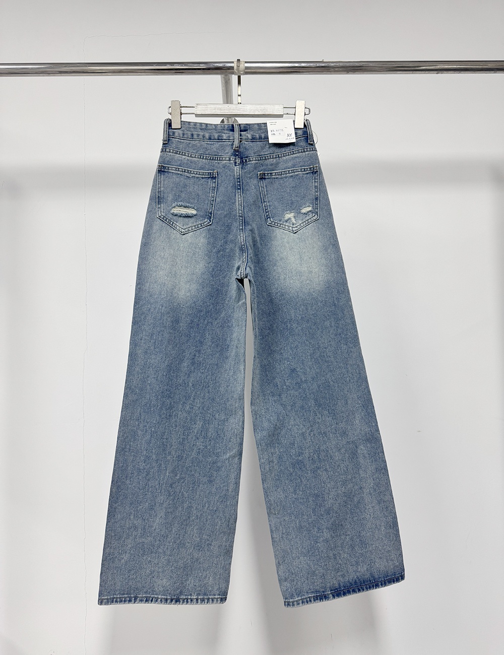 Wide leg washed straight pants loose mopping jeans