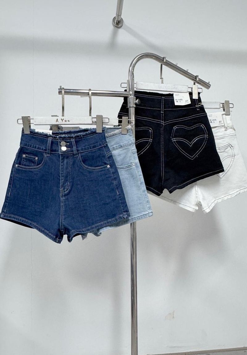 Elasticity double buckle spring and summer short jeans