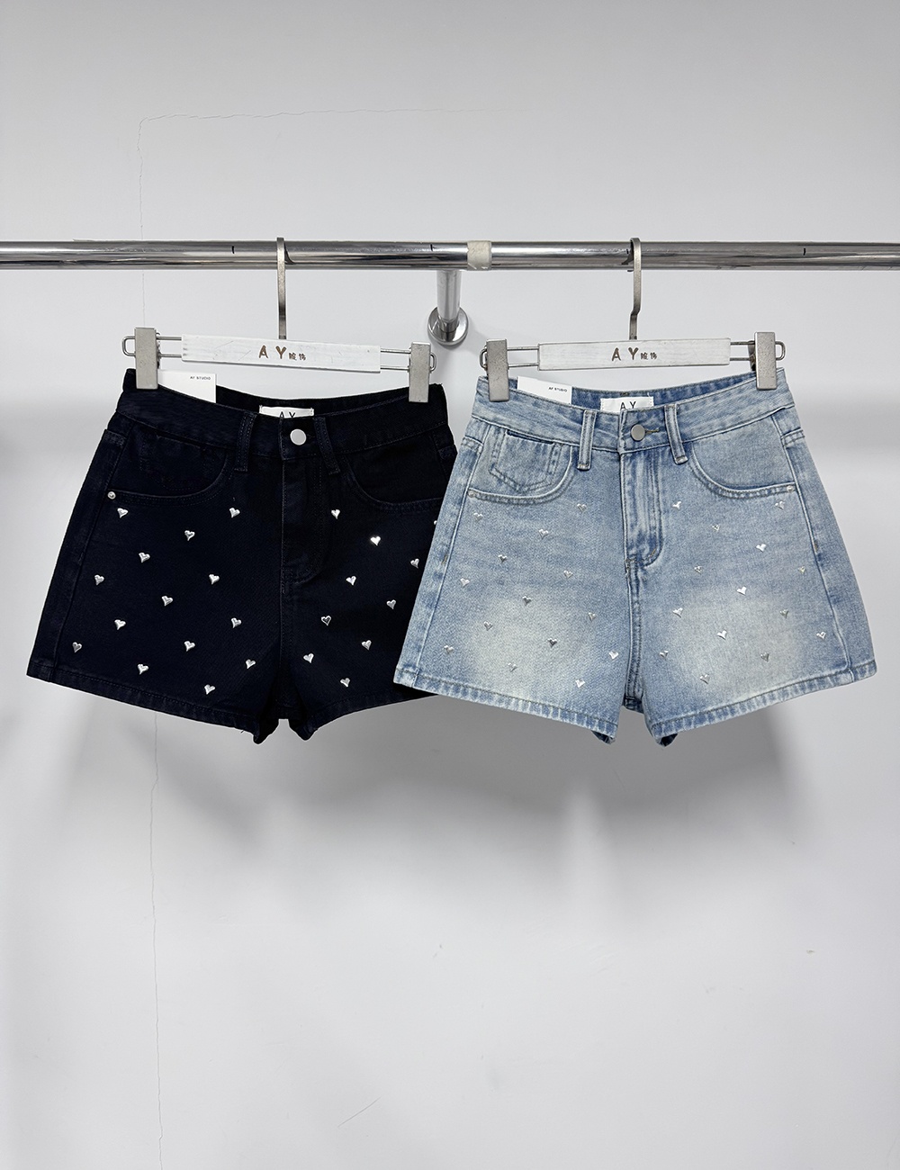 Rhinestone Korean style spring and summer short jeans