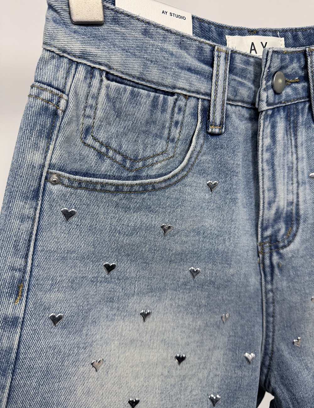 Rhinestone Korean style spring and summer short jeans