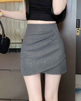 Slim high waist business suit fold skirt for women