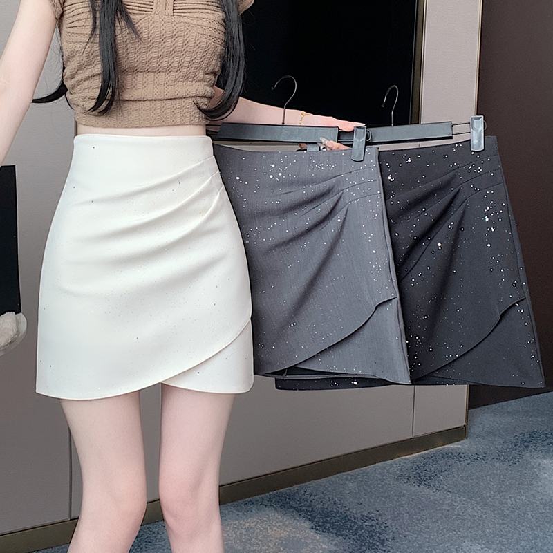 Slim high waist business suit fold skirt for women