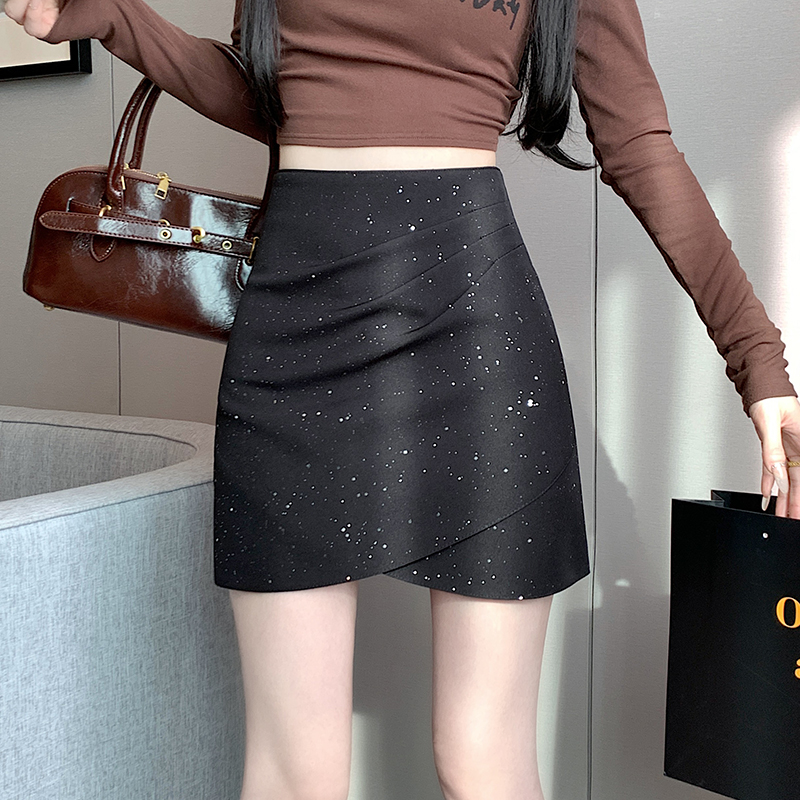 Slim high waist business suit fold skirt for women