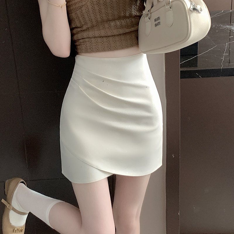 Slim high waist business suit fold skirt for women