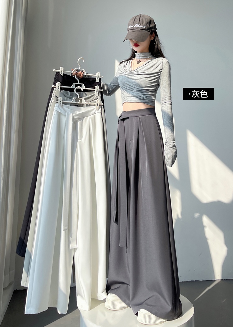 Mopping bandage pants straight wide leg pants for women