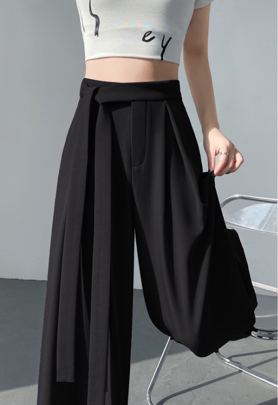 Mopping bandage pants straight wide leg pants for women