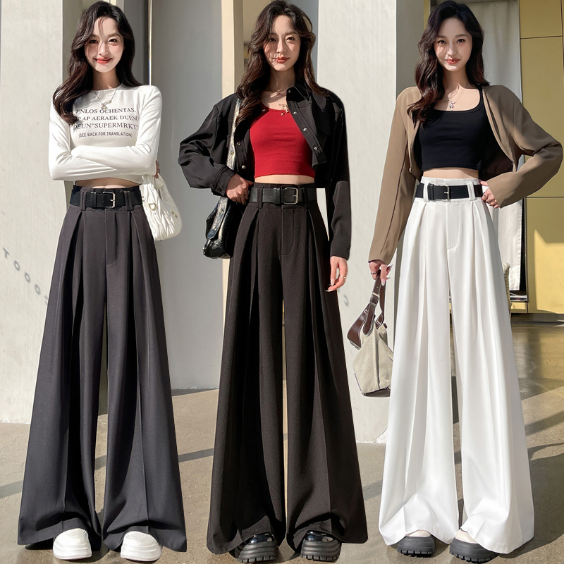 Spring high waist trousers Casual straight pants for women