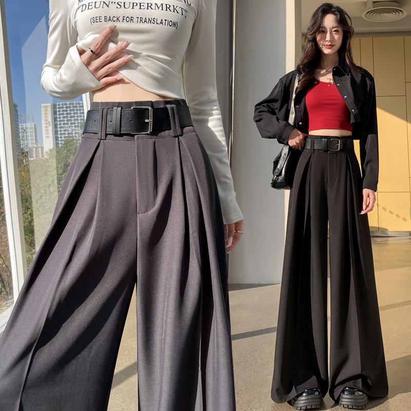 Spring high waist trousers Casual straight pants for women