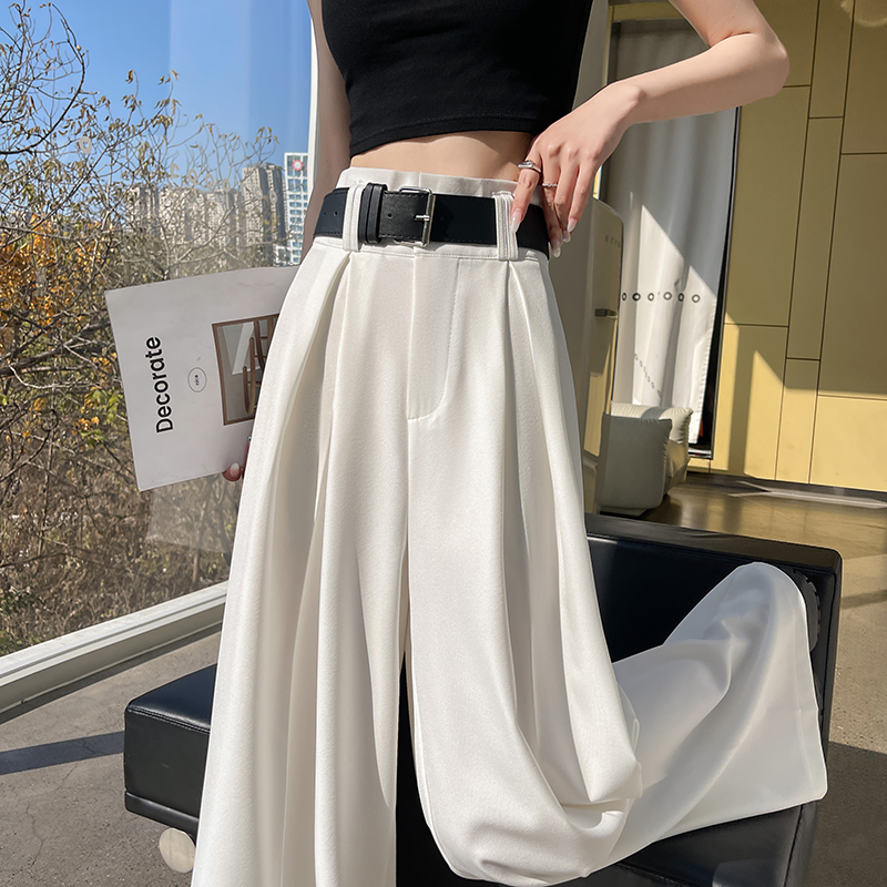 Spring high waist trousers Casual straight pants for women