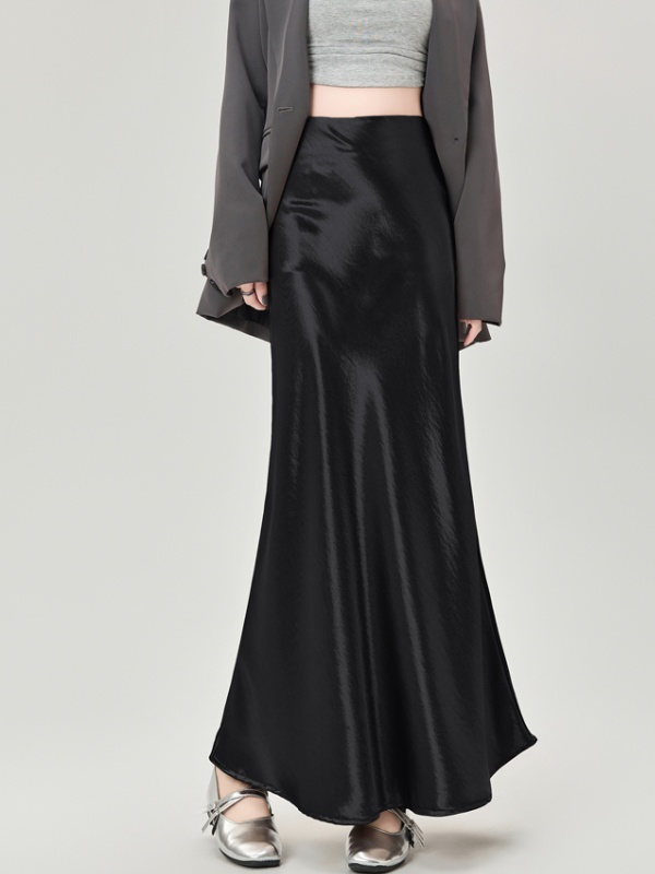 High waist drape long dress package hip skirt for women