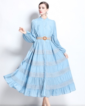 Spring lace splice big skirt dress