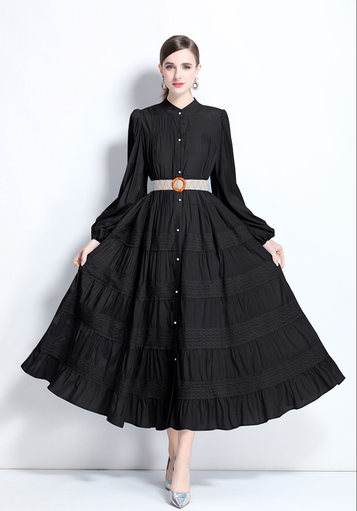 Spring lace splice big skirt dress