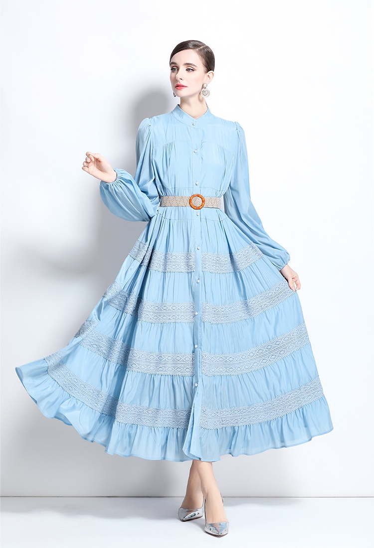 Spring lace splice big skirt dress